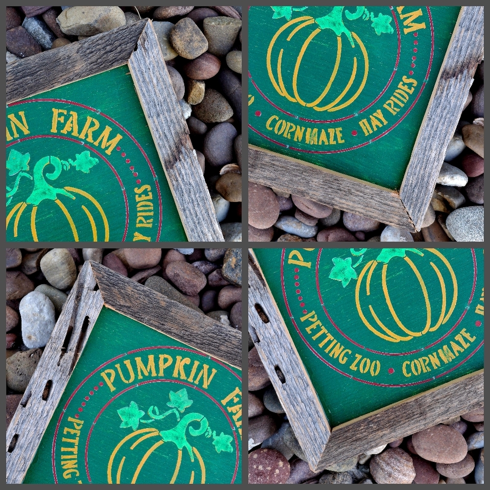 Fall Sweet October Rustic Signs Painted Crafted Harvest Pumpkin Shelf Sitters - Picture 7 of 9